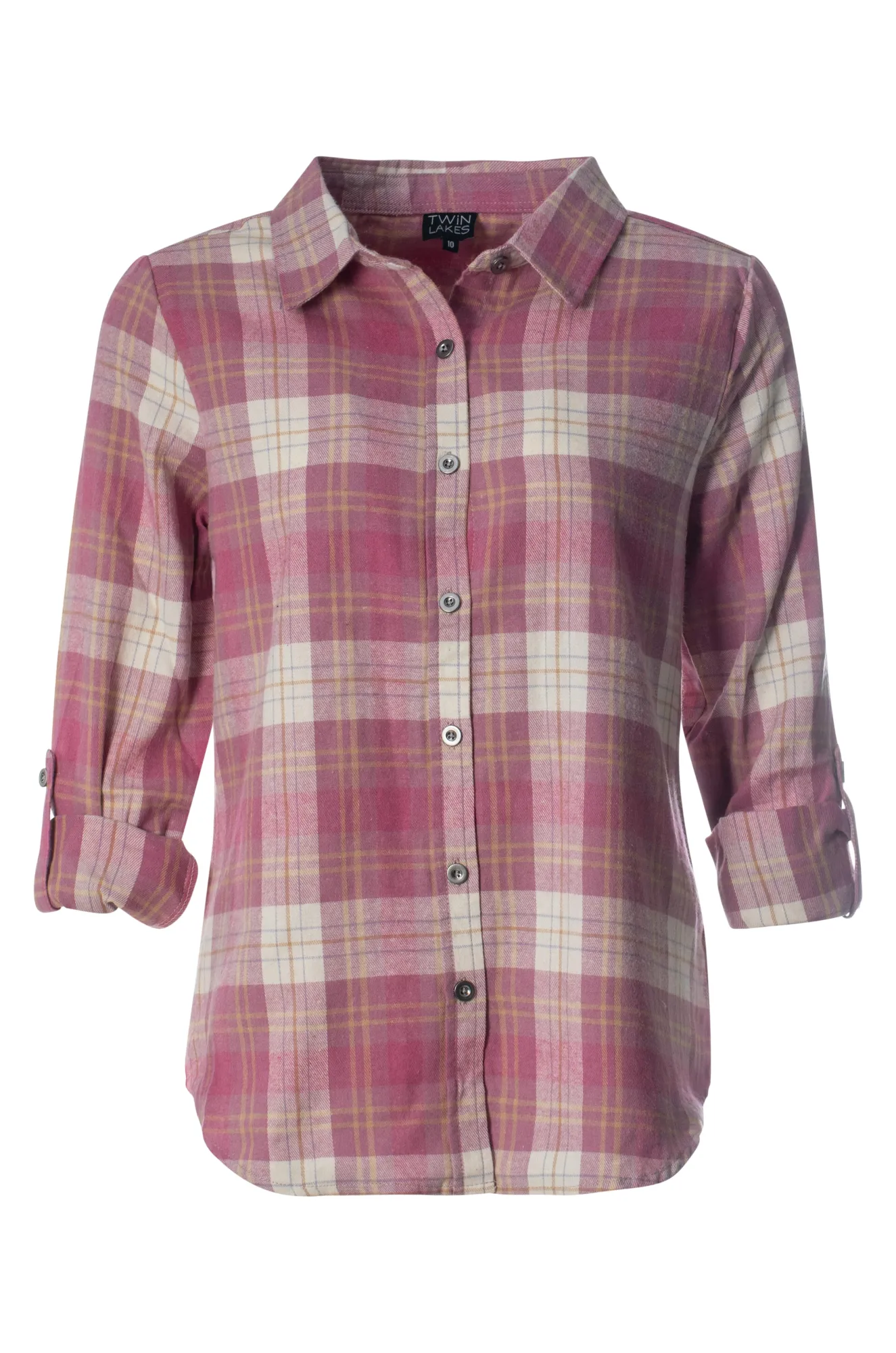 100% Cotton Brushed Check Shirt | Pink Ivory Check | 6352ZZ
