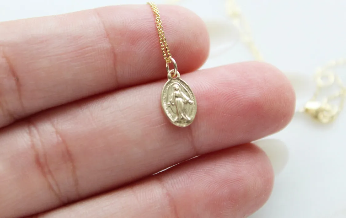 14k Gold Miraculous Medal Necklace