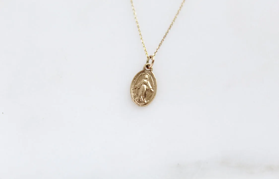 14k Gold Miraculous Medal Necklace