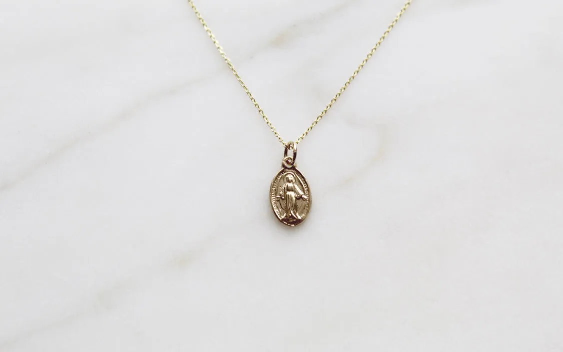 14k Gold Miraculous Medal Necklace