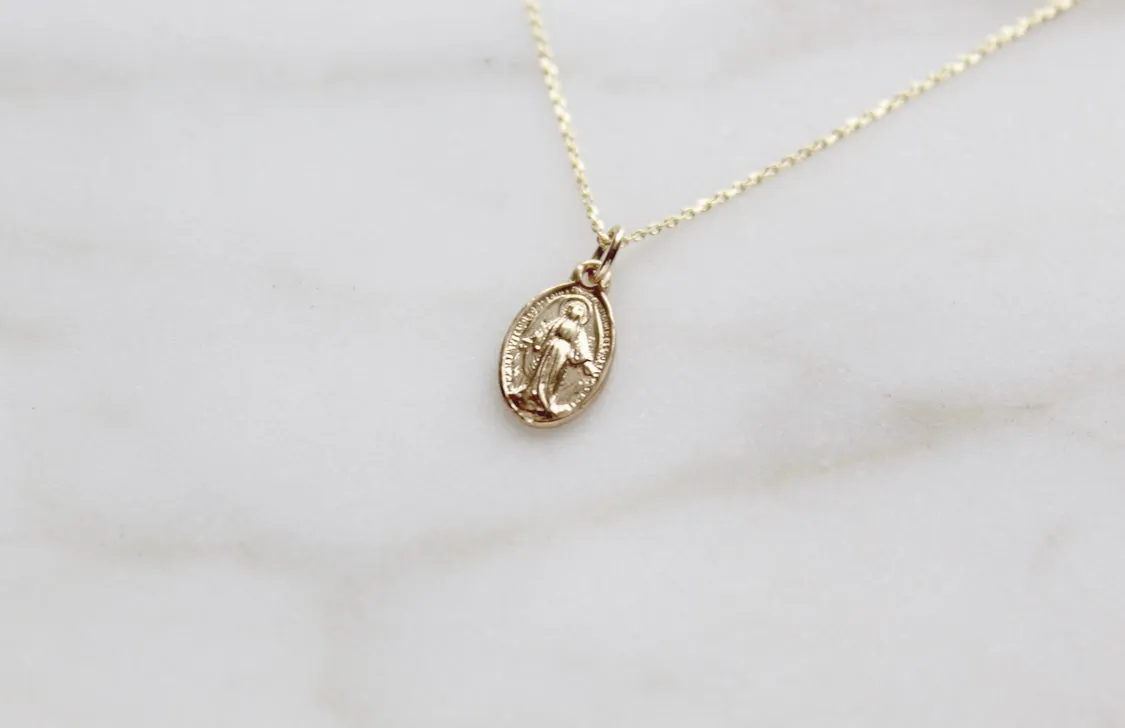 14k Gold Miraculous Medal Necklace