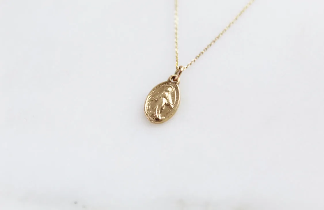 14k Gold Miraculous Medal Necklace