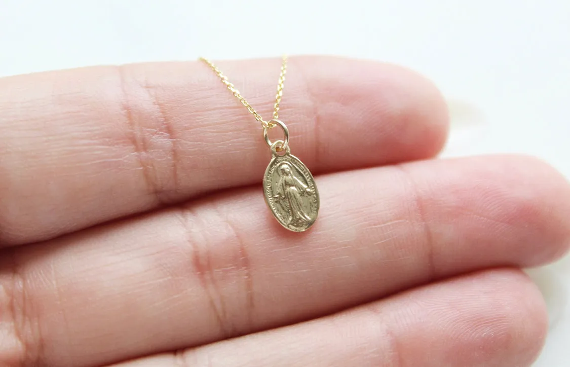 14k Gold Miraculous Medal Necklace
