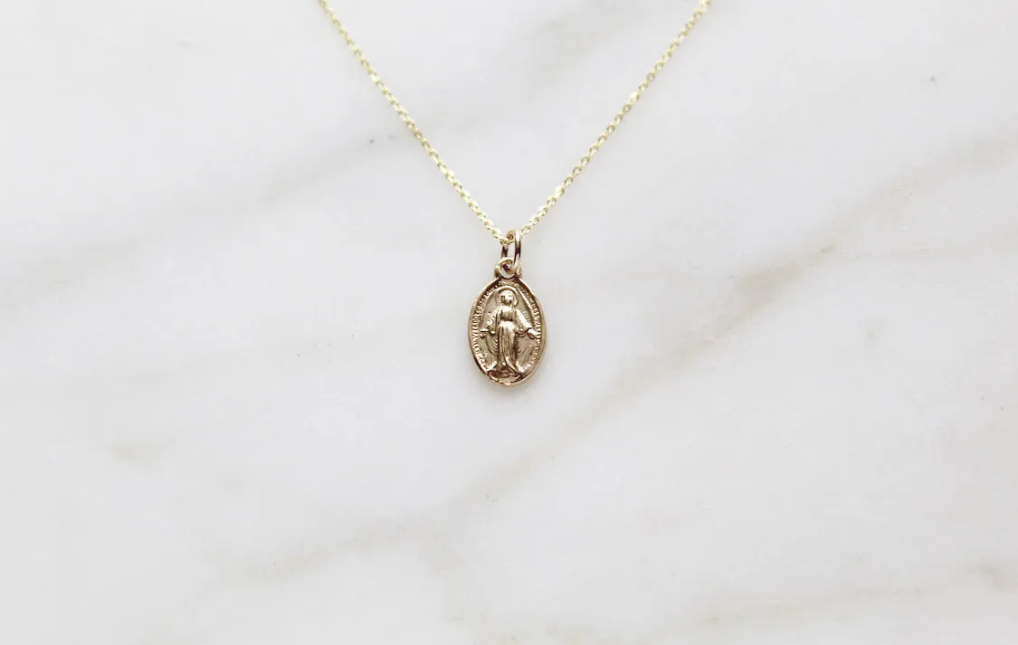 14k Gold Miraculous Medal Necklace