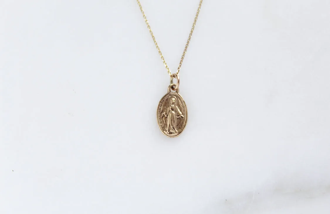 14k Gold Miraculous Medal Necklace