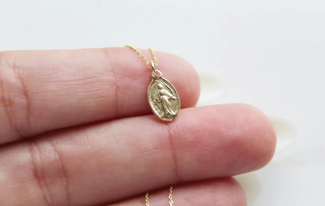 14k Gold Miraculous Medal Necklace