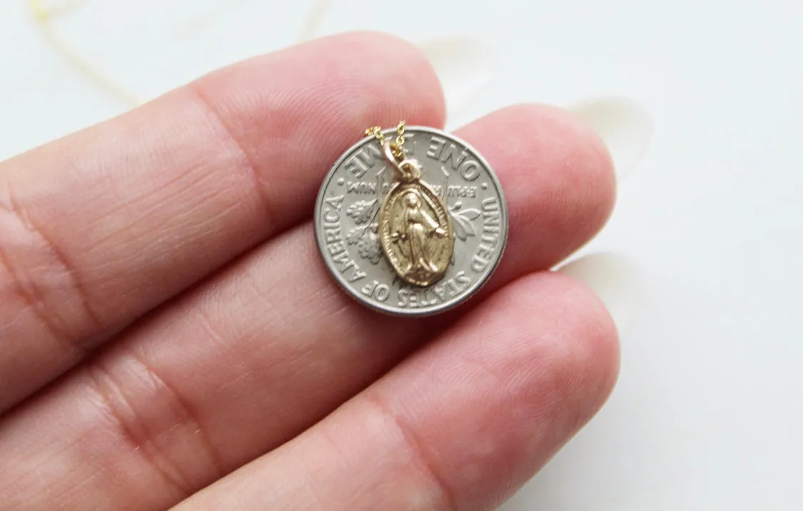 14k Gold Miraculous Medal Necklace