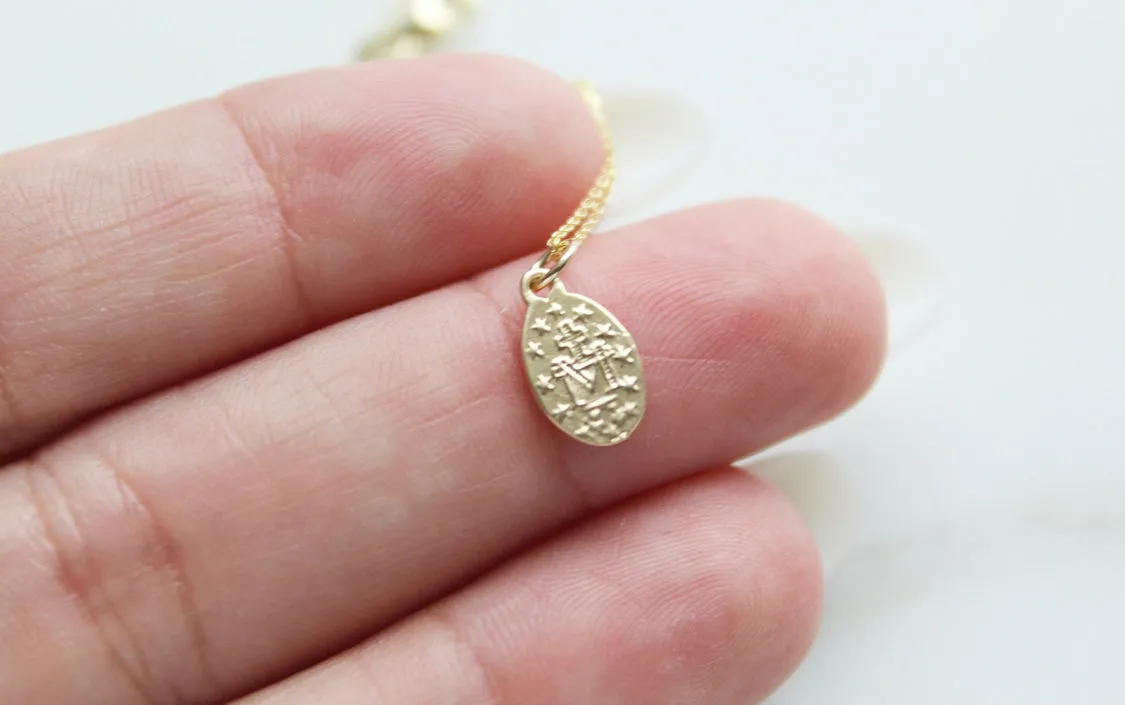 14k Gold Miraculous Medal Necklace