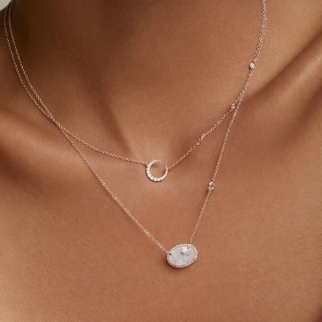 14KT Rose Gold Diamond Mini Lunar Necklace
