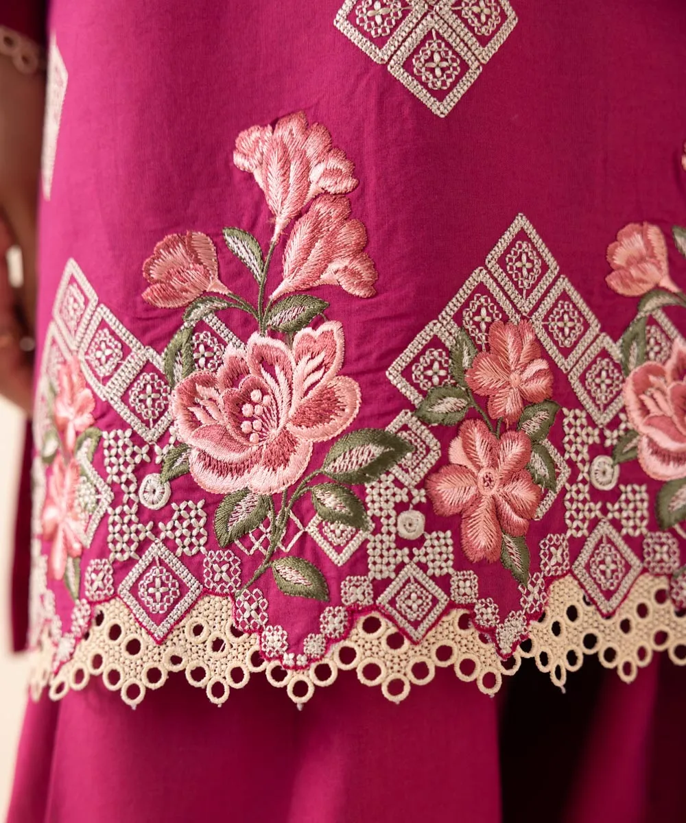 2 Piece - Embroidered Cambric Suit