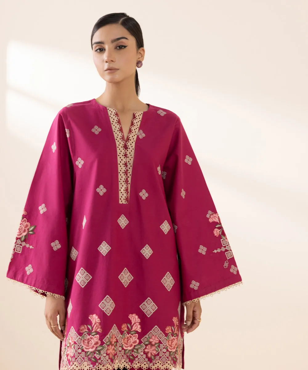 2 Piece - Embroidered Cambric Suit