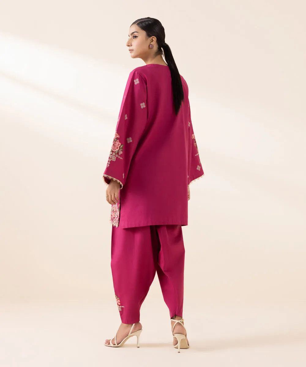 2 Piece - Embroidered Cambric Suit