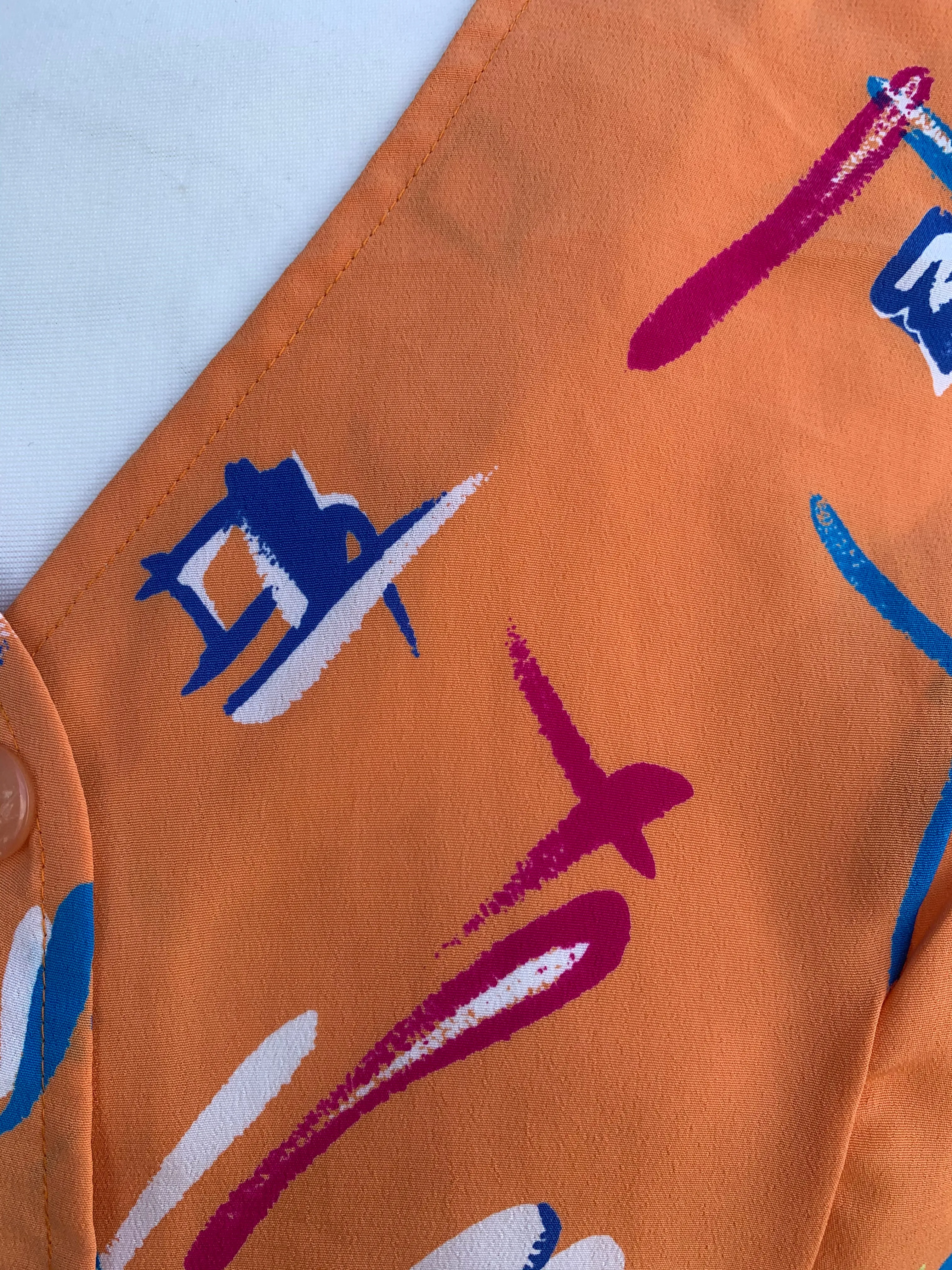 80s orange blouse  uk 10-12
