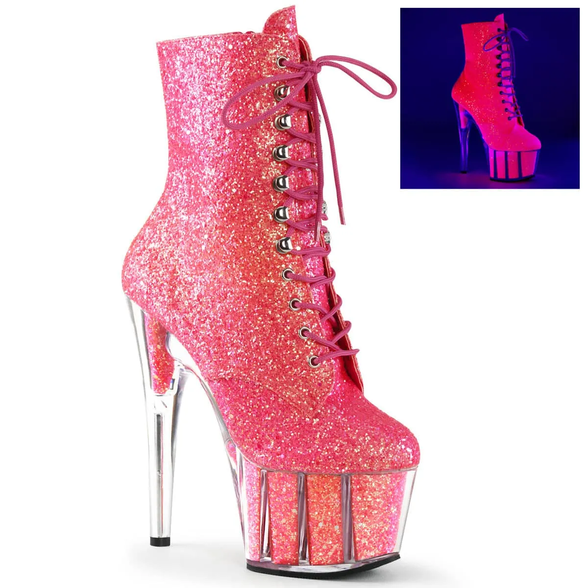 ADORE-1020G Glitter Lace Up Ankle Boots