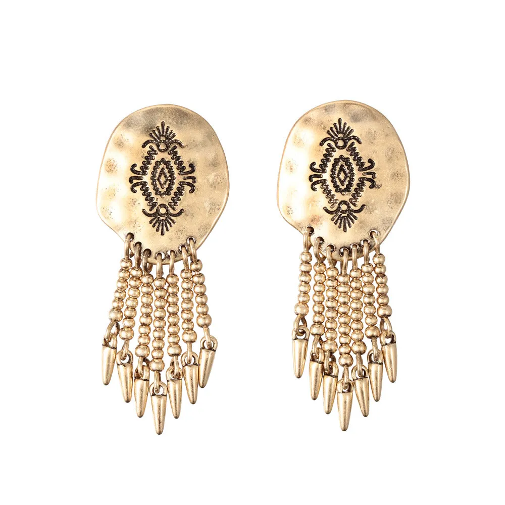 Ball Fringe Concho Earrings