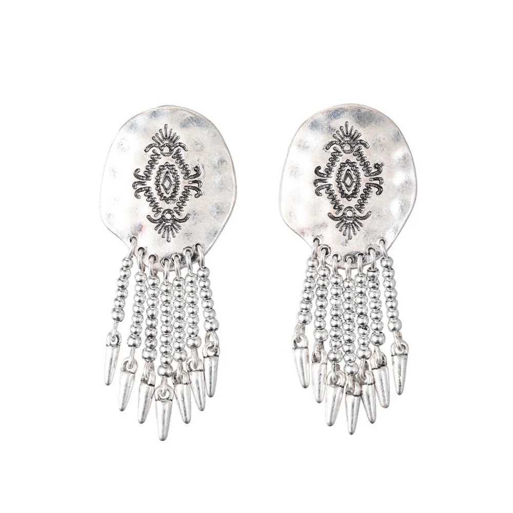 Ball Fringe Concho Earrings