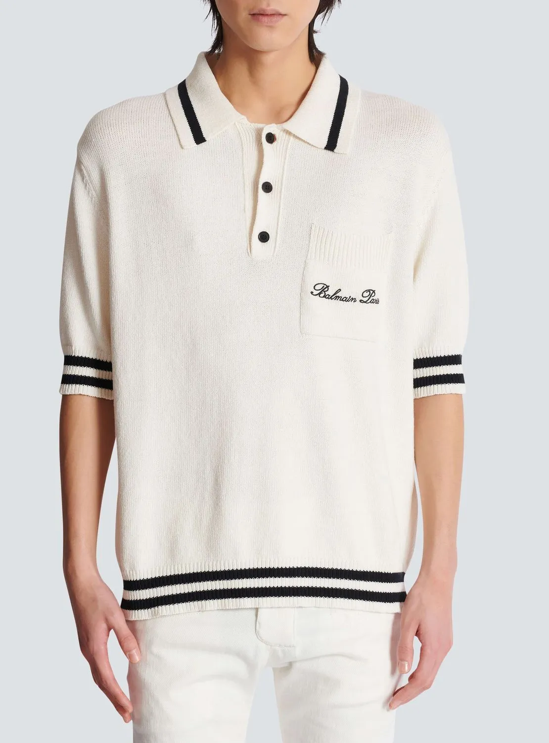 BALMAIN SIGNATURE WOOL POLO