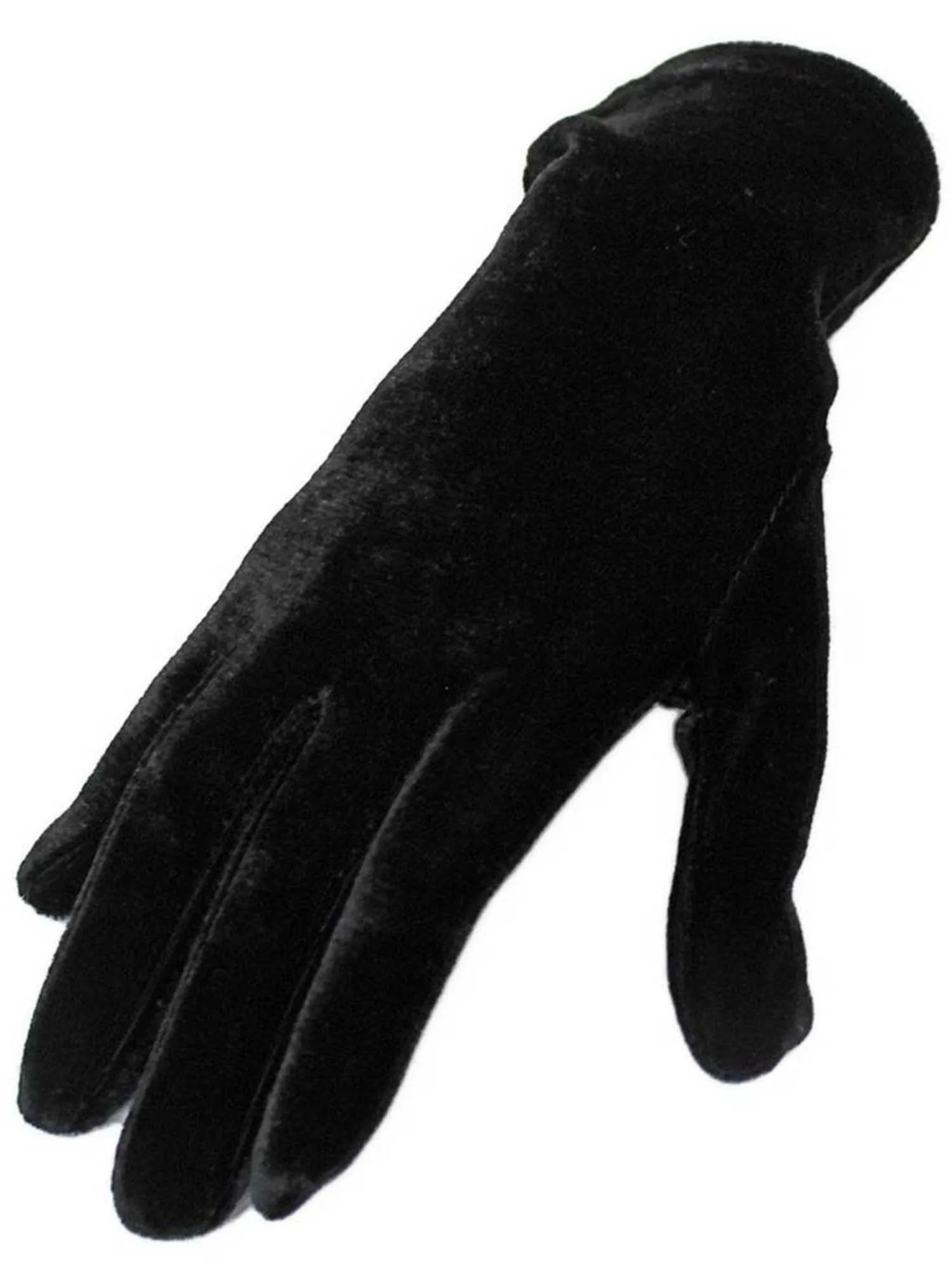 Black Velvet Wrist Length Womens Gloves