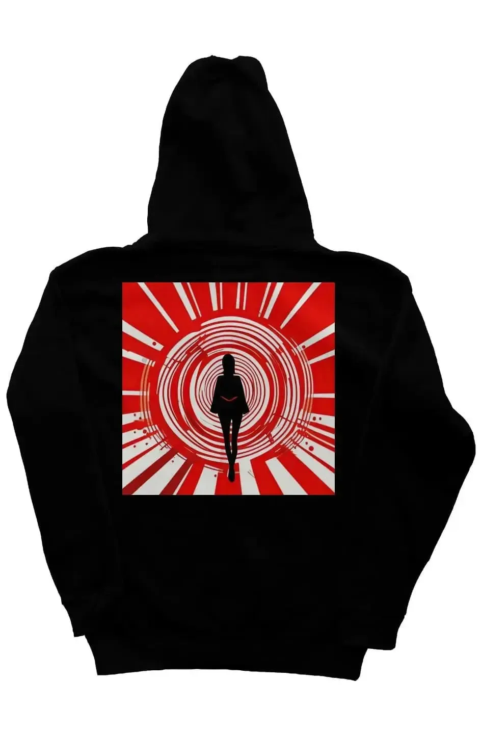 Black Zipper Hoodie with Abstract Image of a Woman