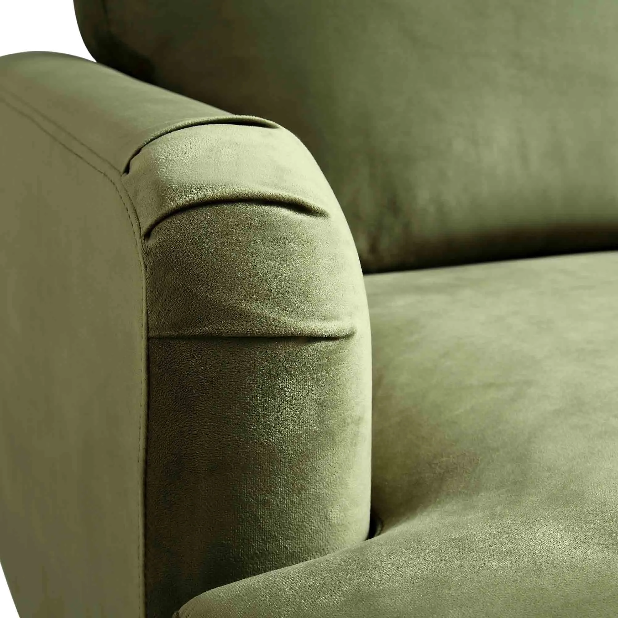 Brigette Olive Green Velvet Armchair with Antique Brass Castor Legs