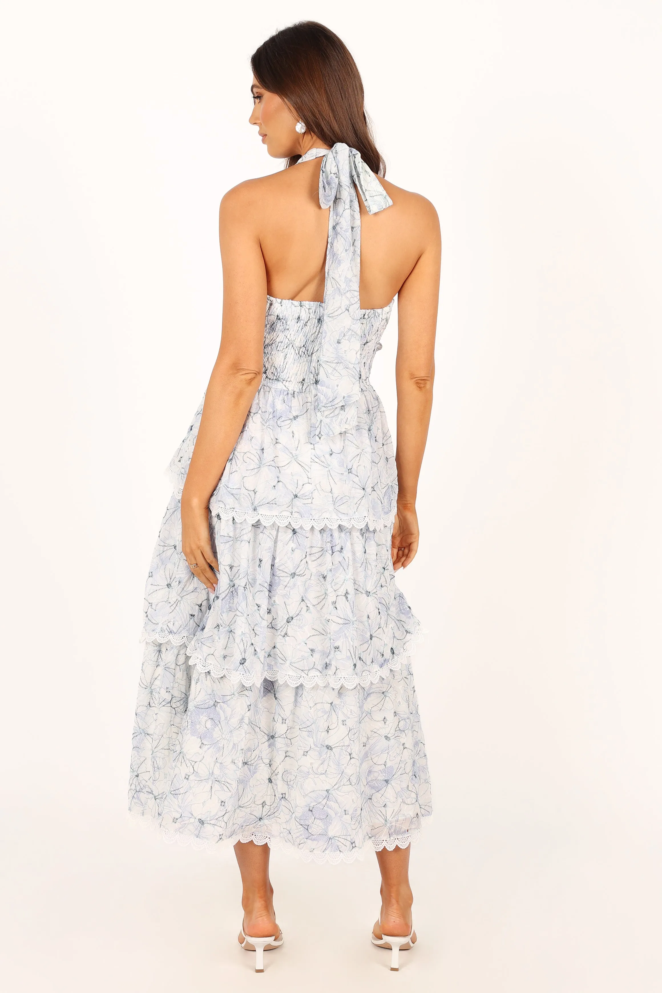 Casey Halterneck Midi Dress - Blue
