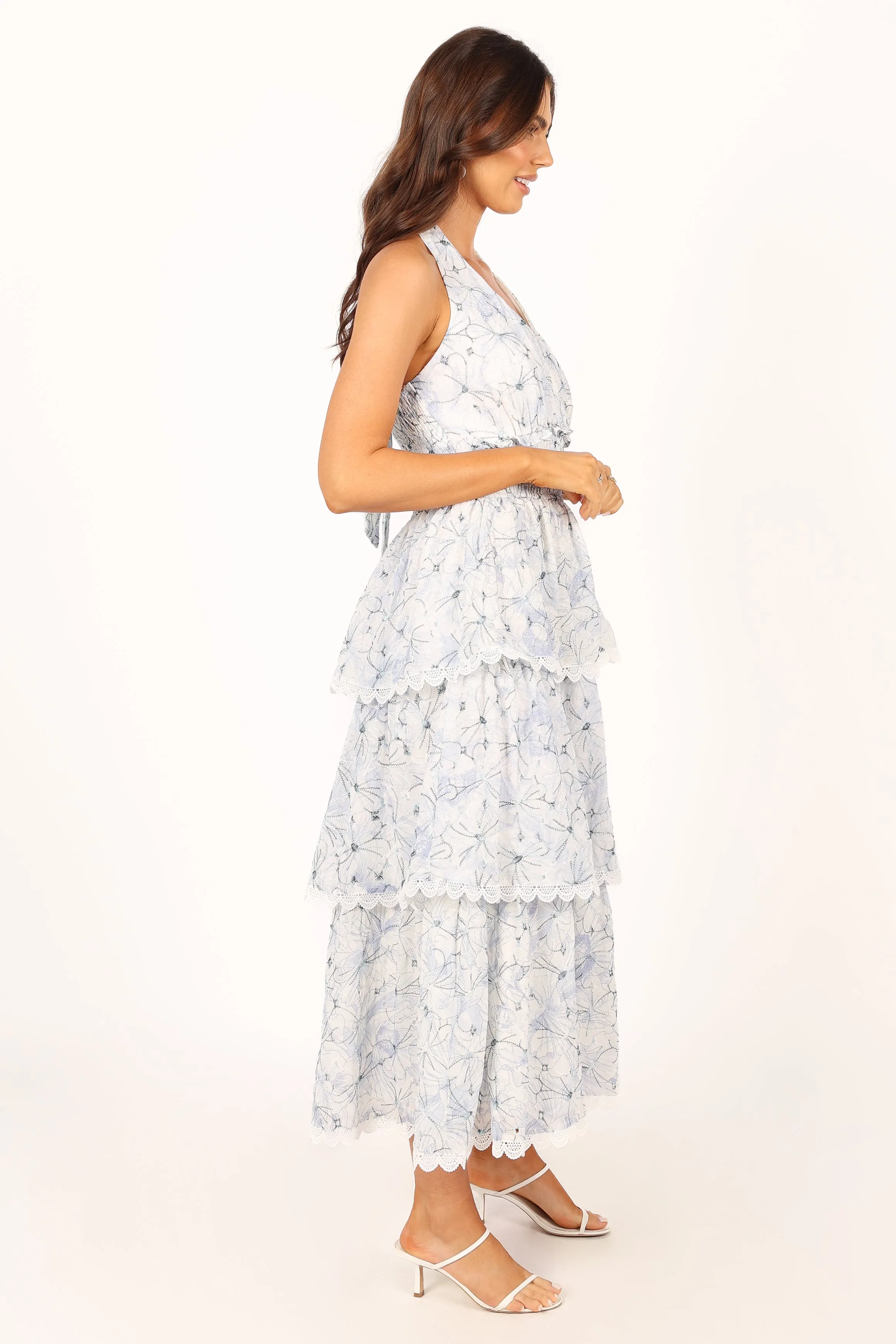 Casey Halterneck Midi Dress - Blue
