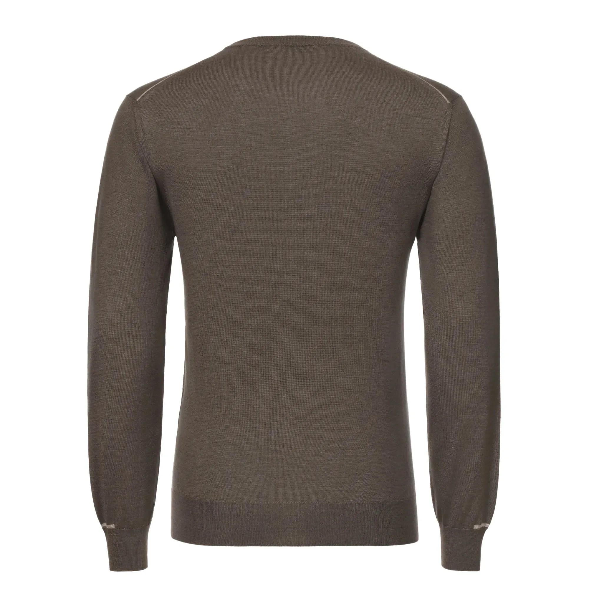 Cashmere Blend Sweater in Earth Brown with White Details