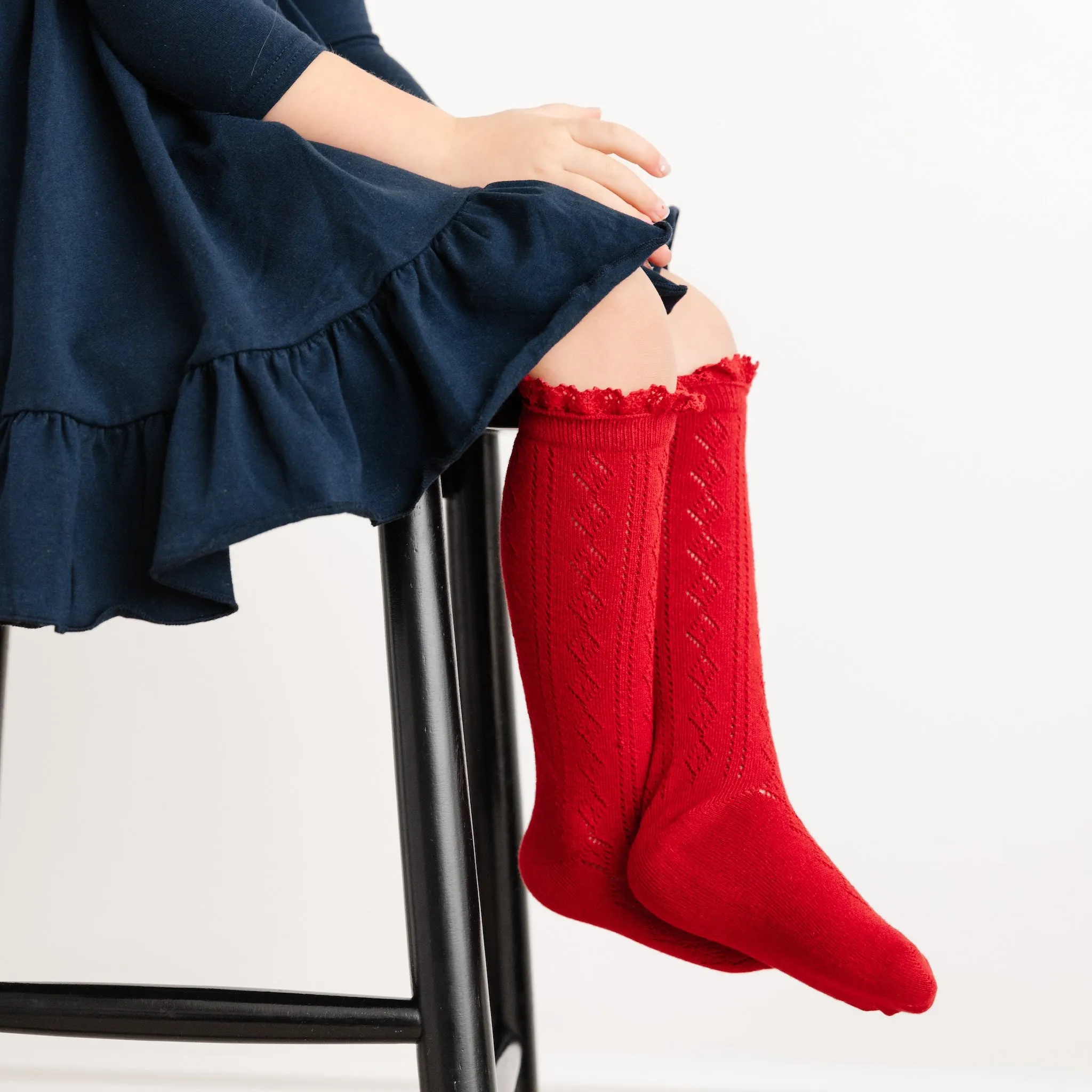 Cherry Fancy Lace Top Knee High Socks