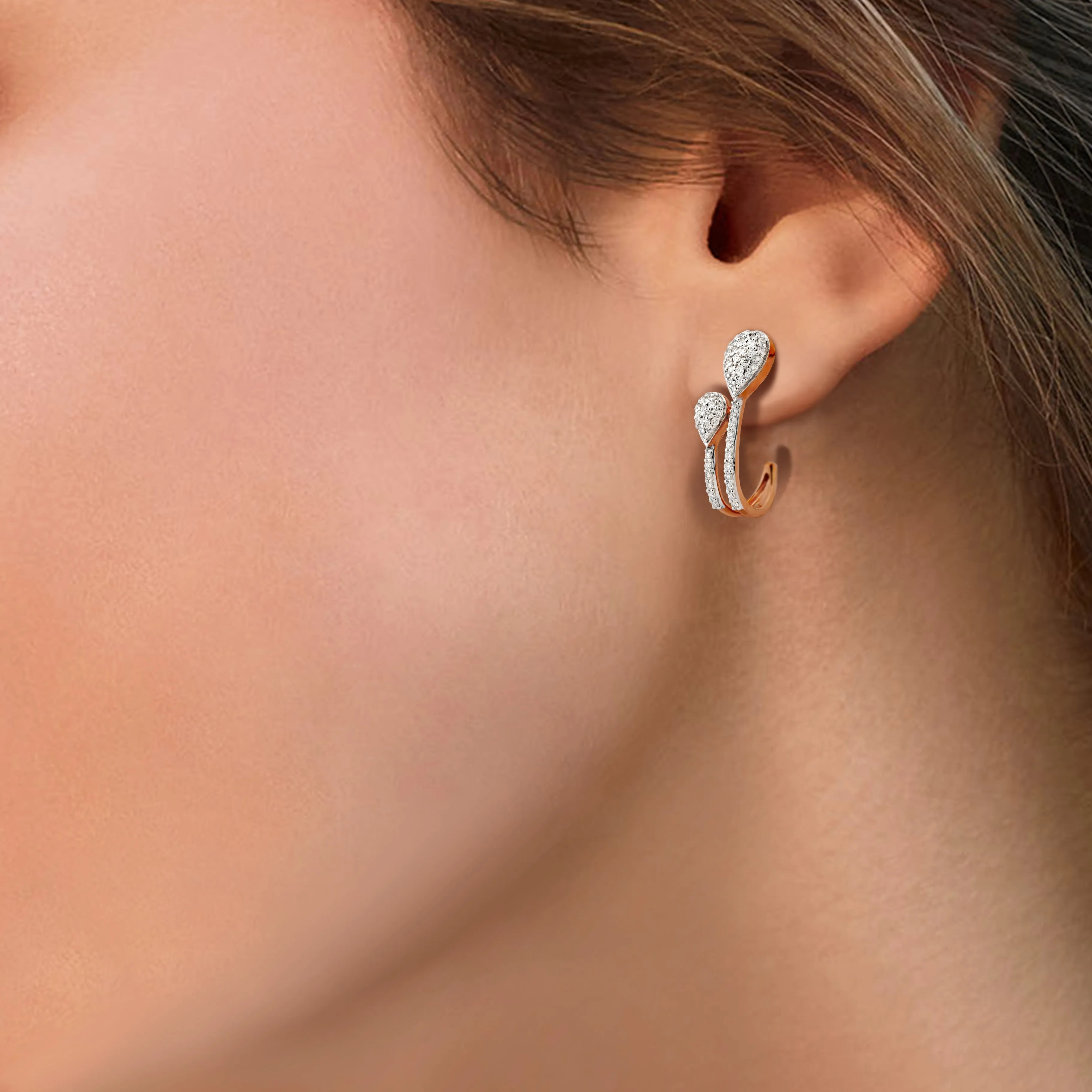Circled Shooting Star Diamond Earrings