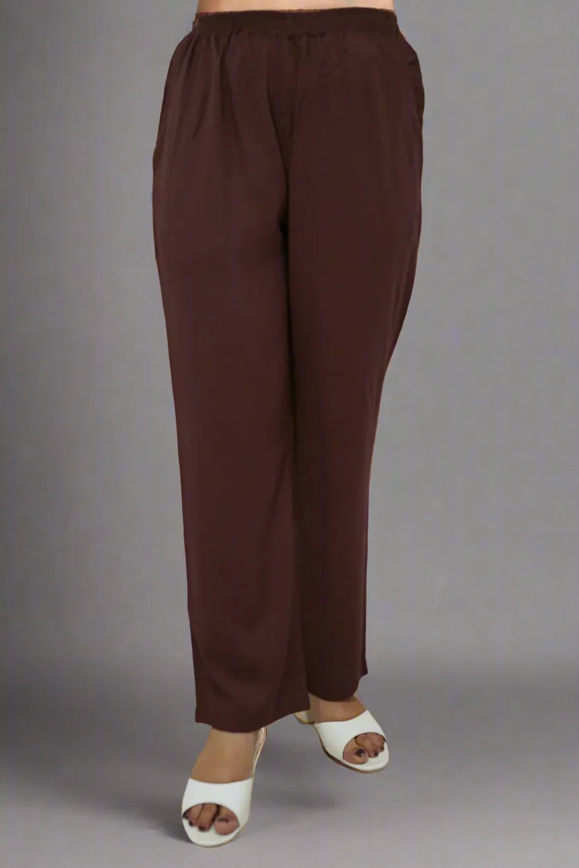 Coffee Brown Rayon Kurti Pant
