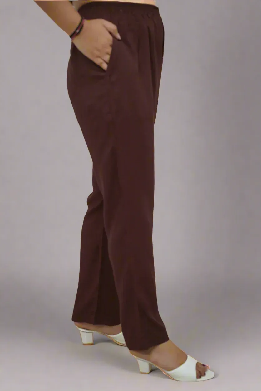 Coffee Brown Rayon Kurti Pant