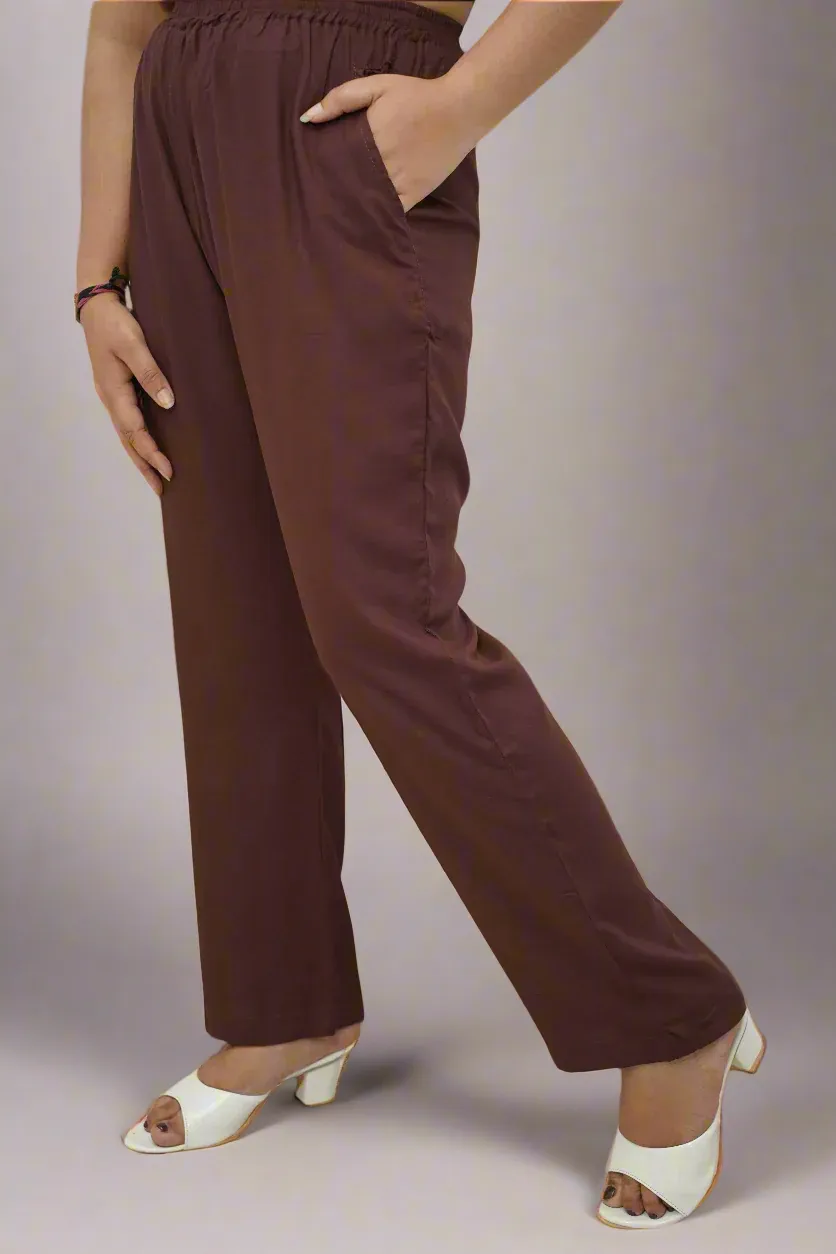 Coffee Brown Rayon Kurti Pant
