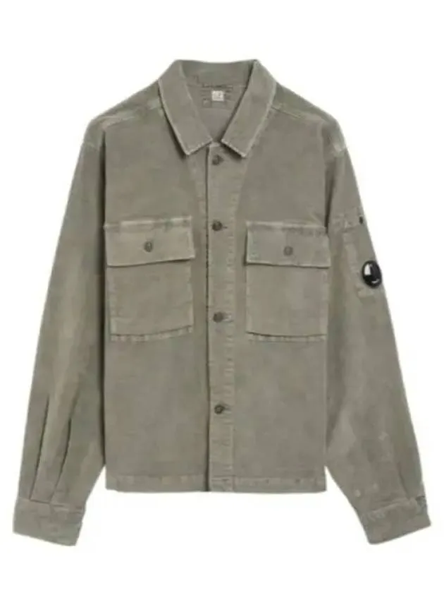Corduroy Button Utility Shirt Jacket Green