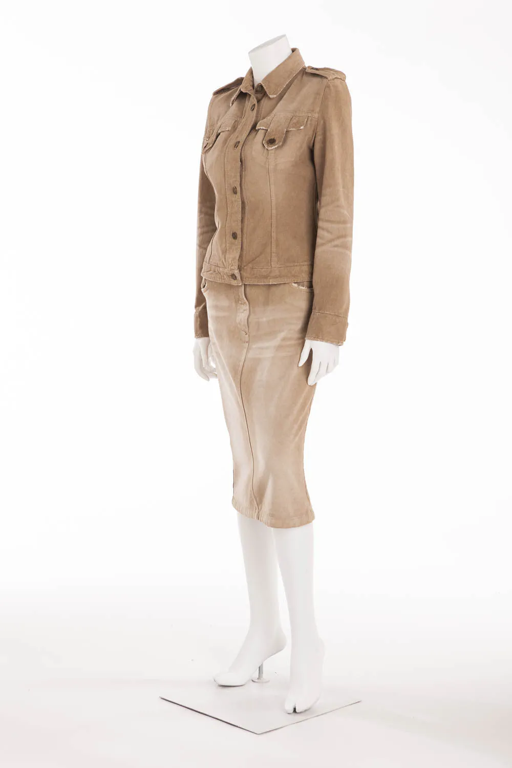 Dolce & Gabbana - 2PC Beige Jean Set Jacket and Skirt - IT 40