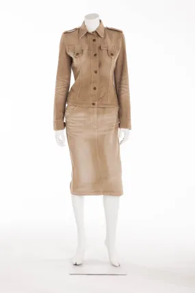 Dolce & Gabbana - 2PC Beige Jean Set Jacket and Skirt - IT 40
