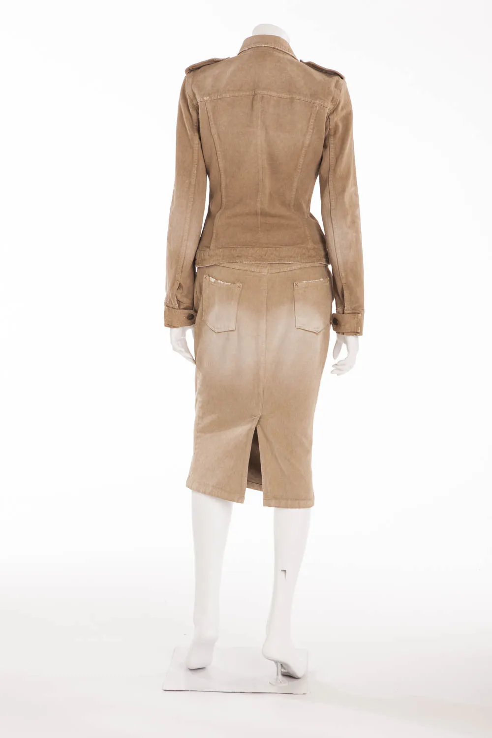 Dolce & Gabbana - 2PC Beige Jean Set Jacket and Skirt - IT 40