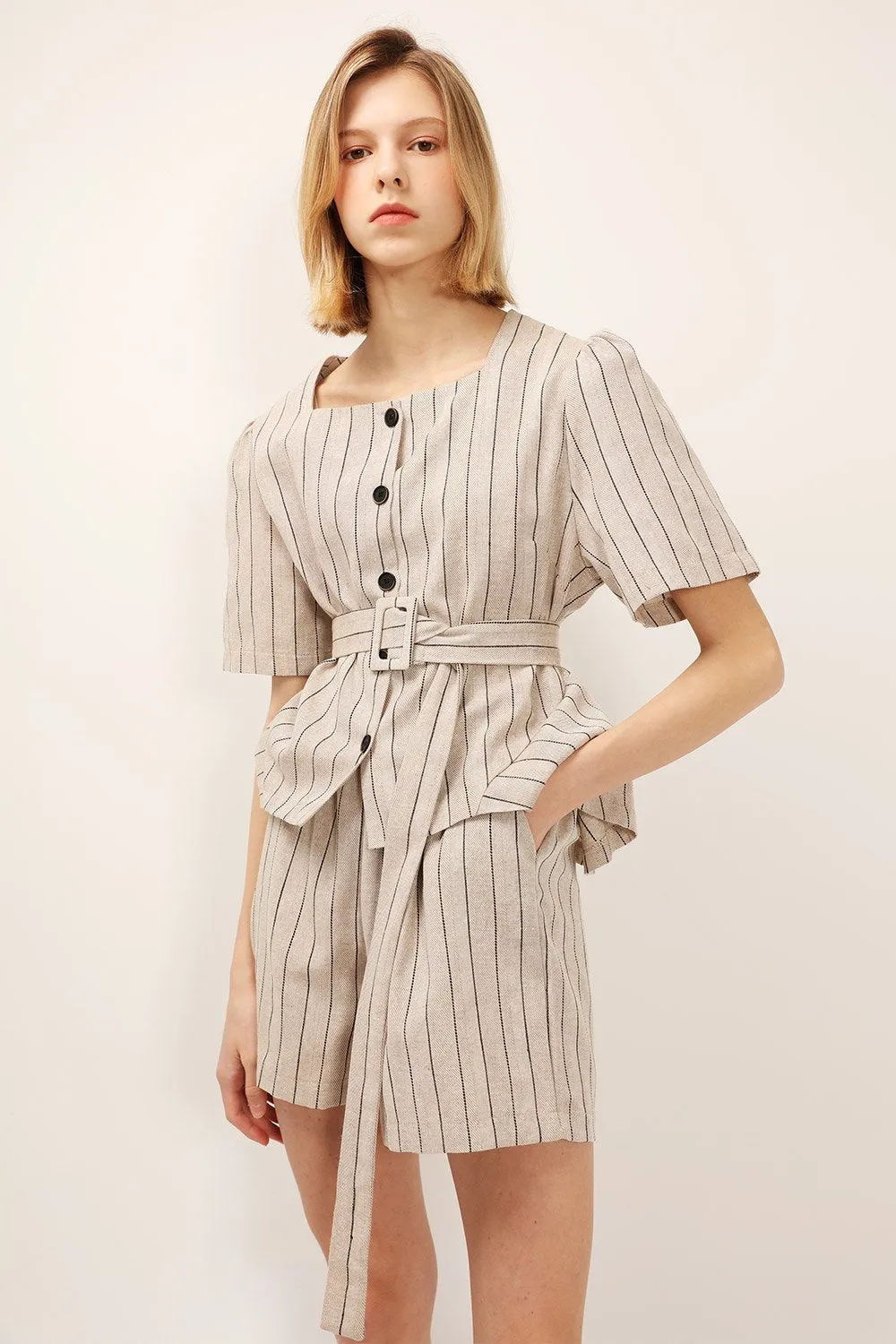 Dorothy Pinstripe Linen 2-Piece Set