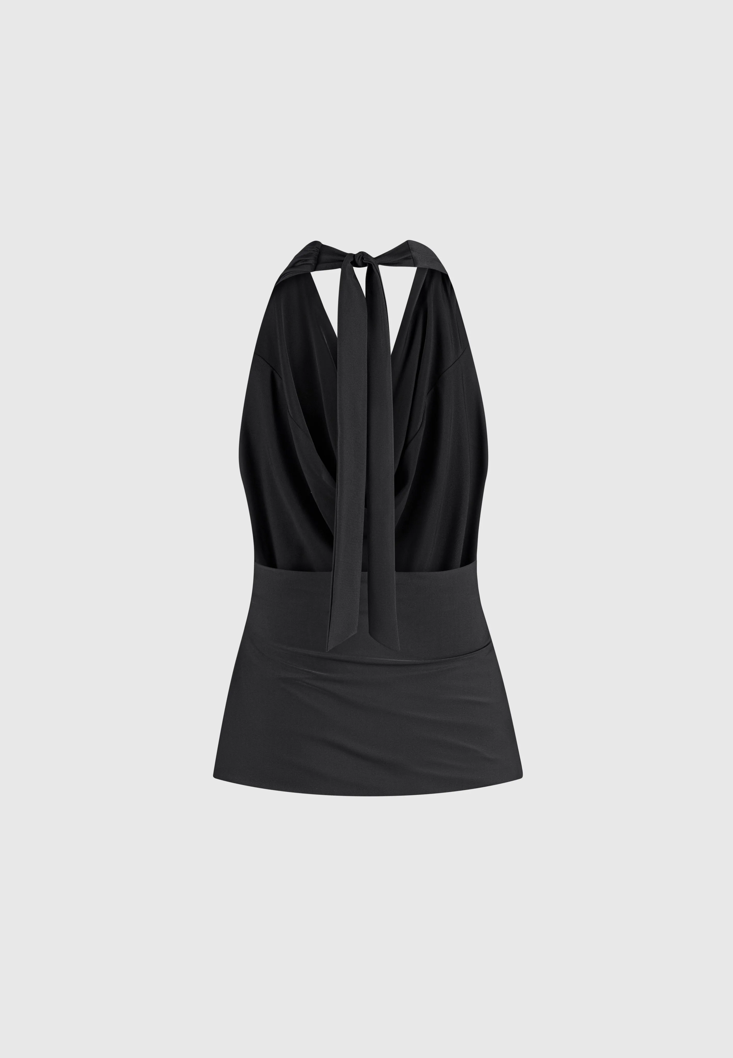 Draped Halterneck Top - Black