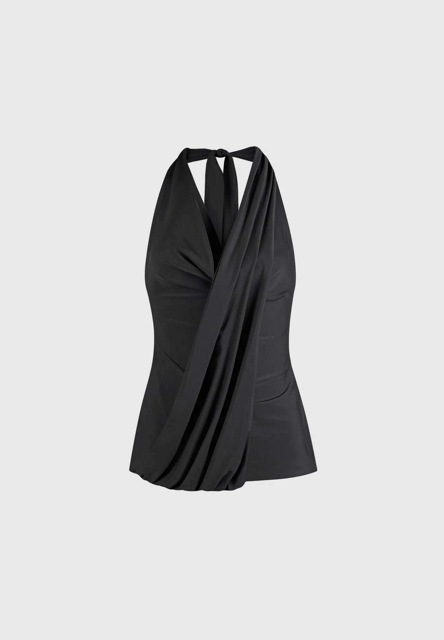 Draped Halterneck Top - Black