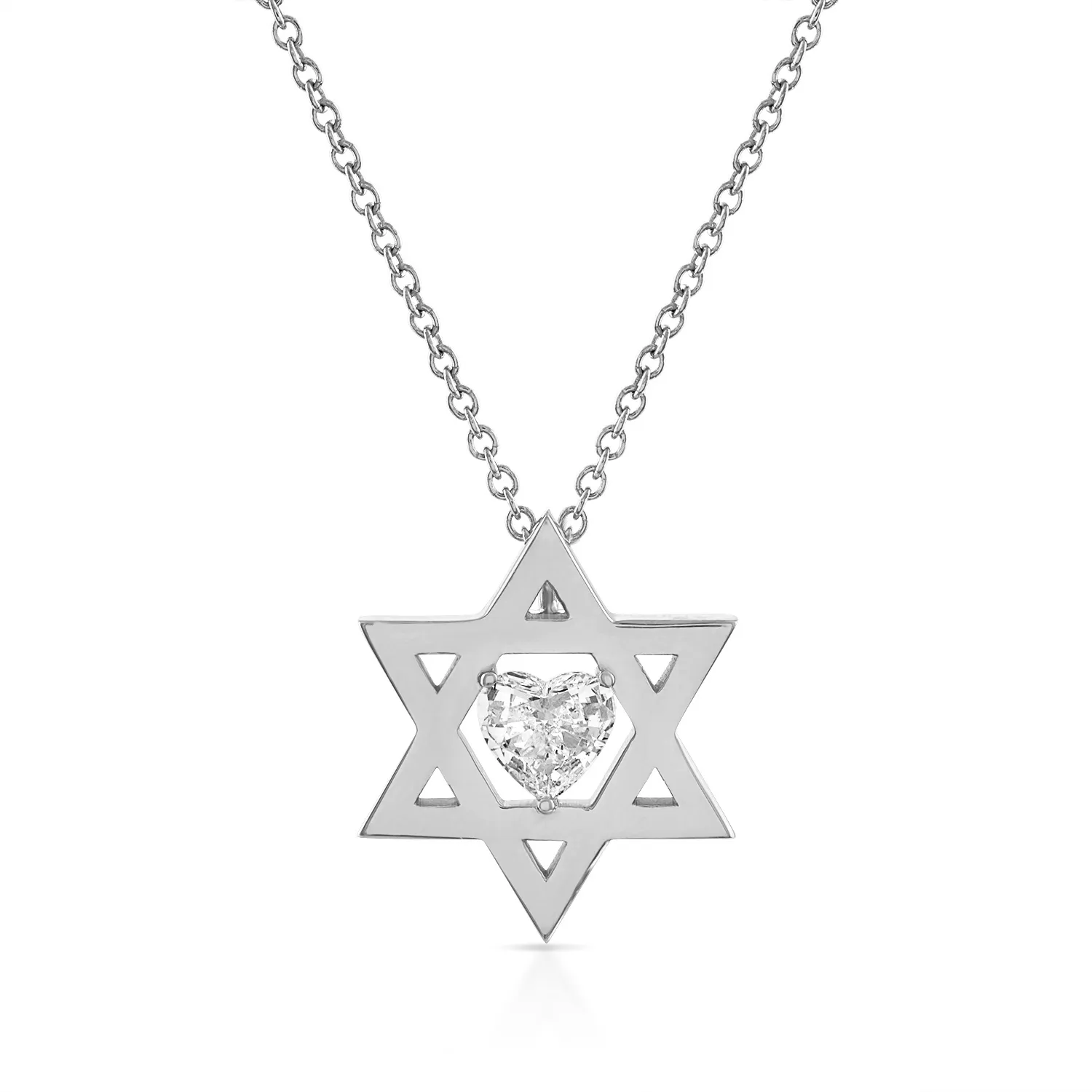 Floating Diamond Heart Star of David