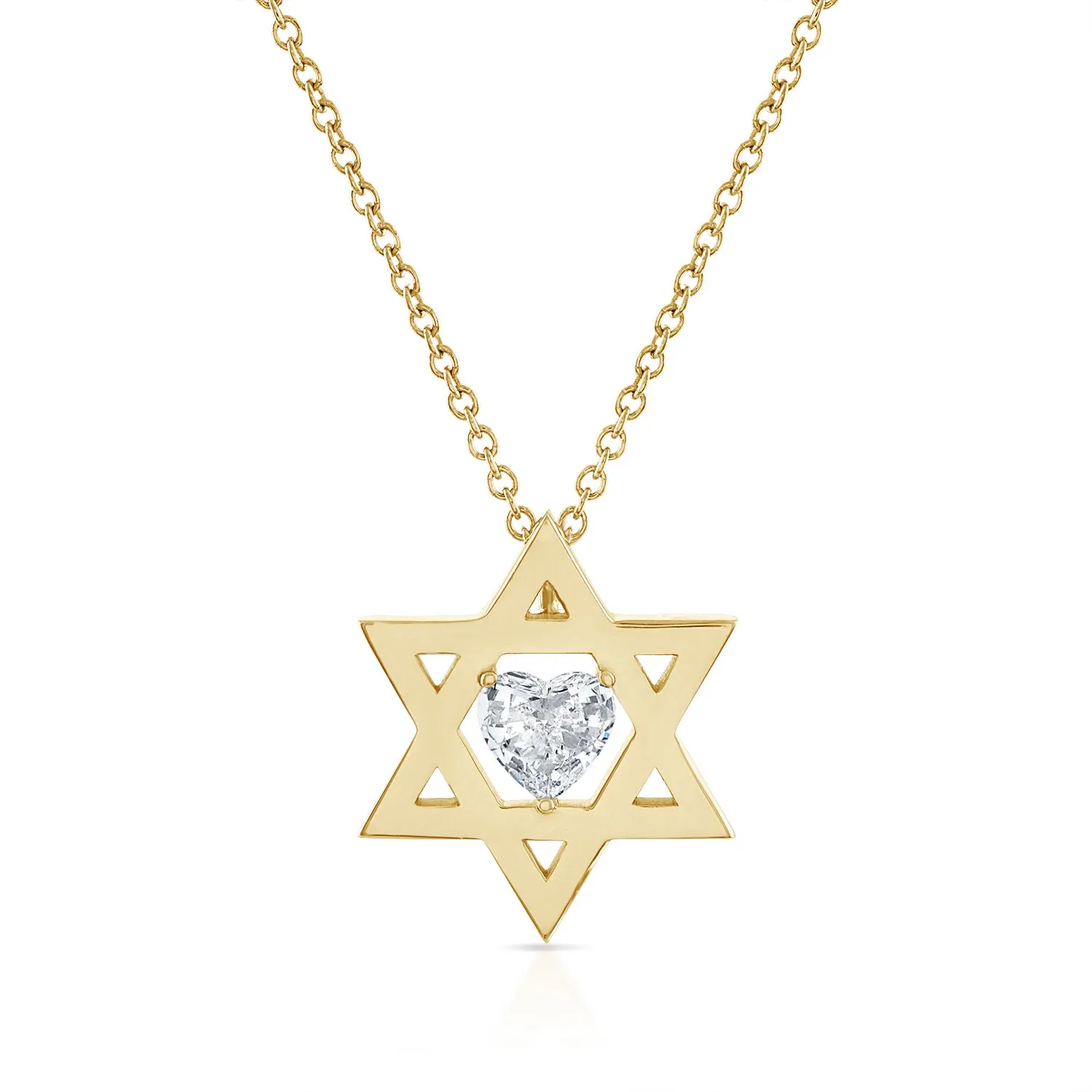 Floating Diamond Heart Star of David