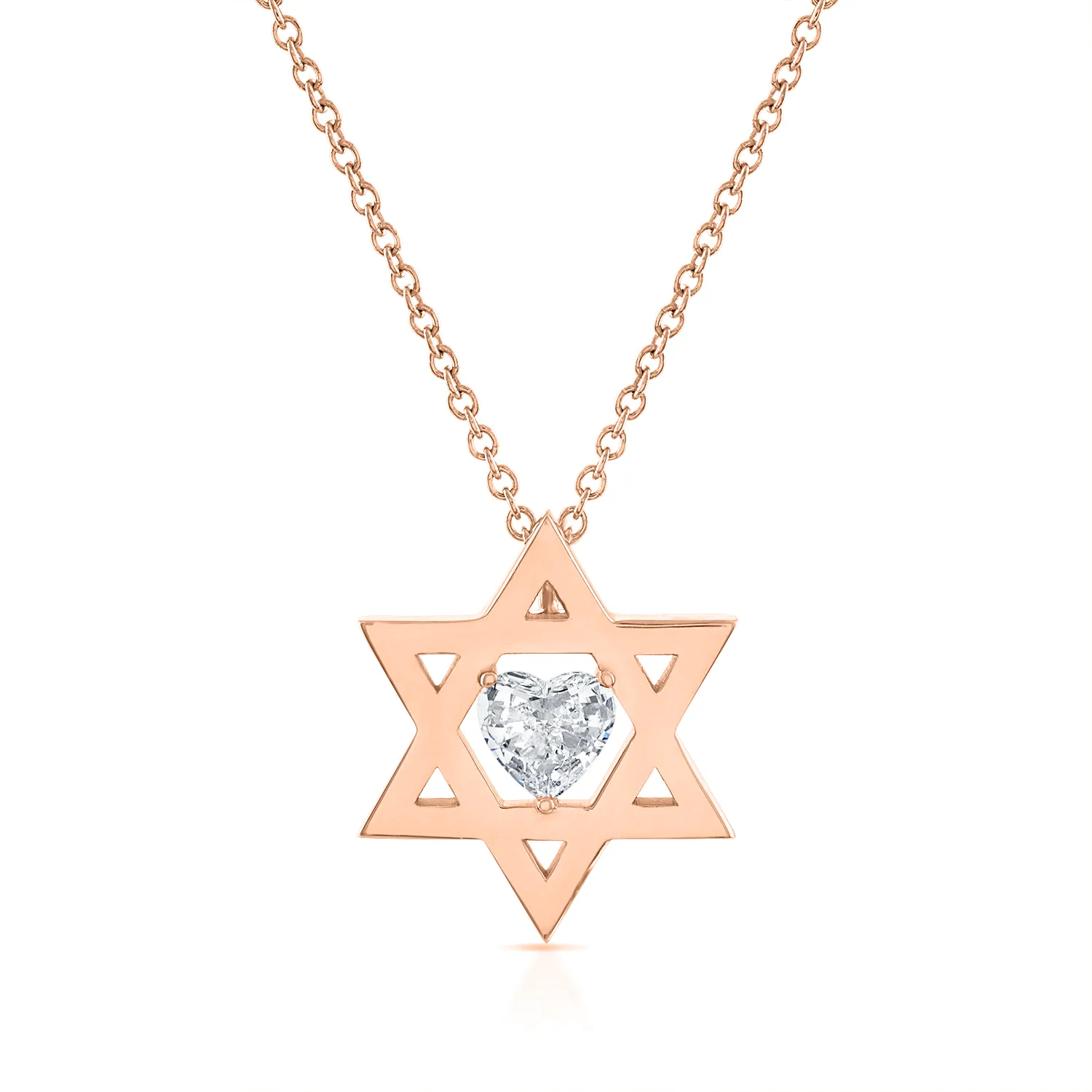 Floating Diamond Heart Star of David