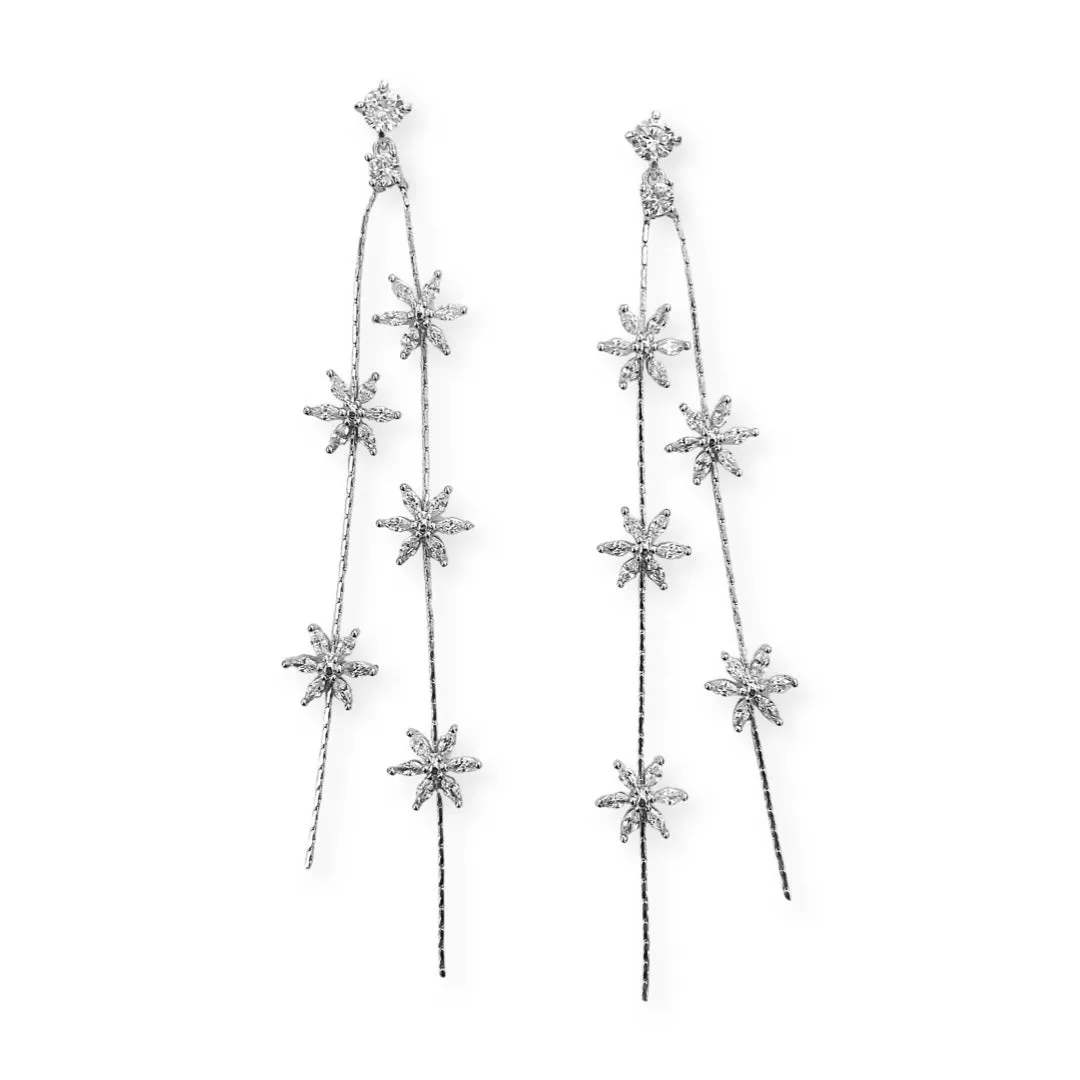 Flower 5 Crystal Dangle Earrings