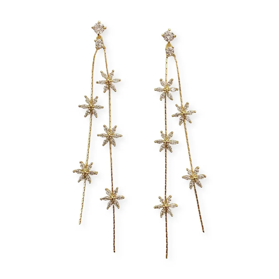 Flower 5 Crystal Dangle Earrings