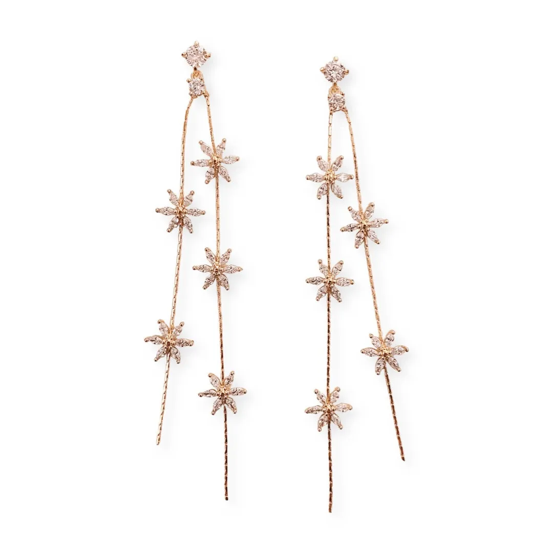 Flower 5 Crystal Dangle Earrings