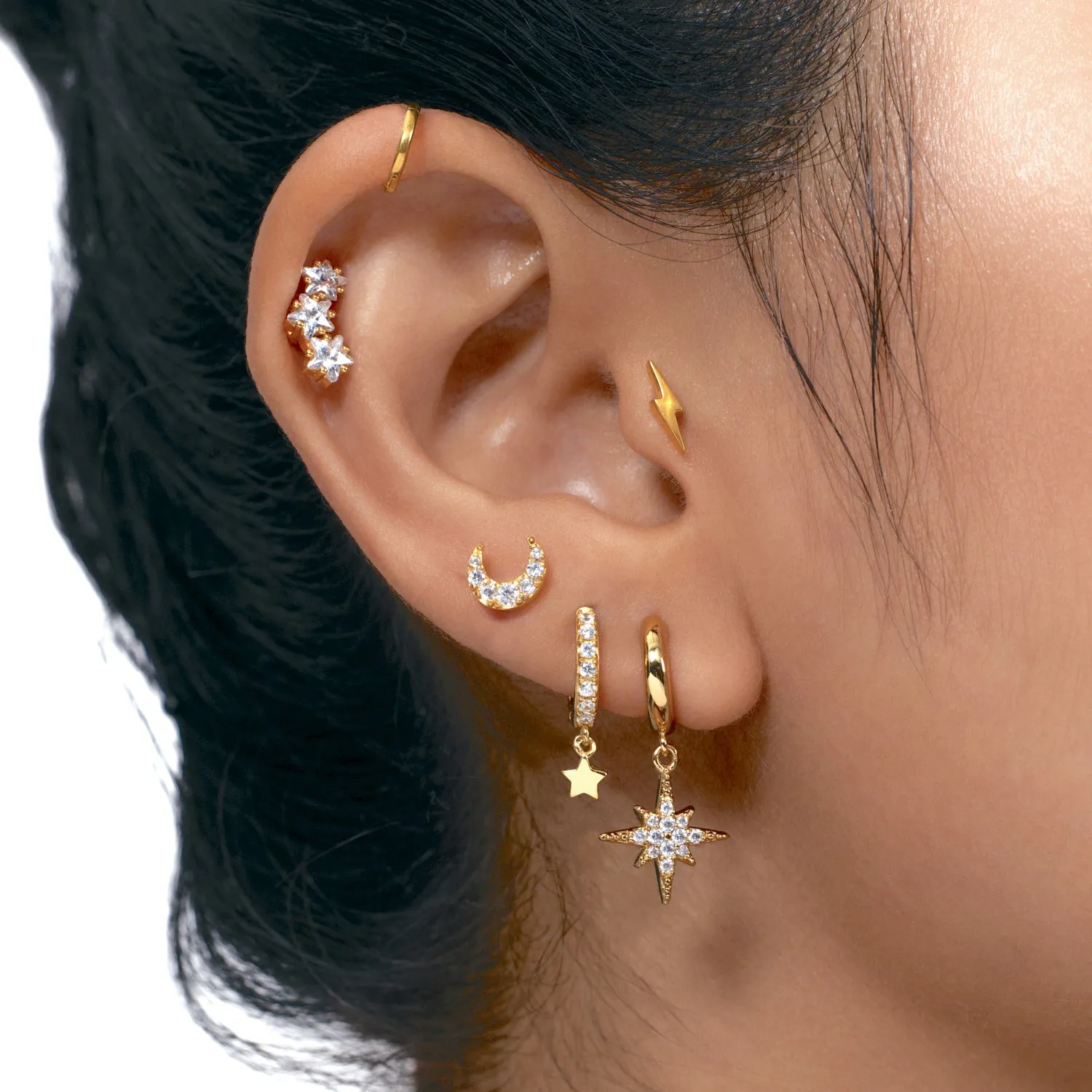 Glitter Tri Star Cartilage Labret