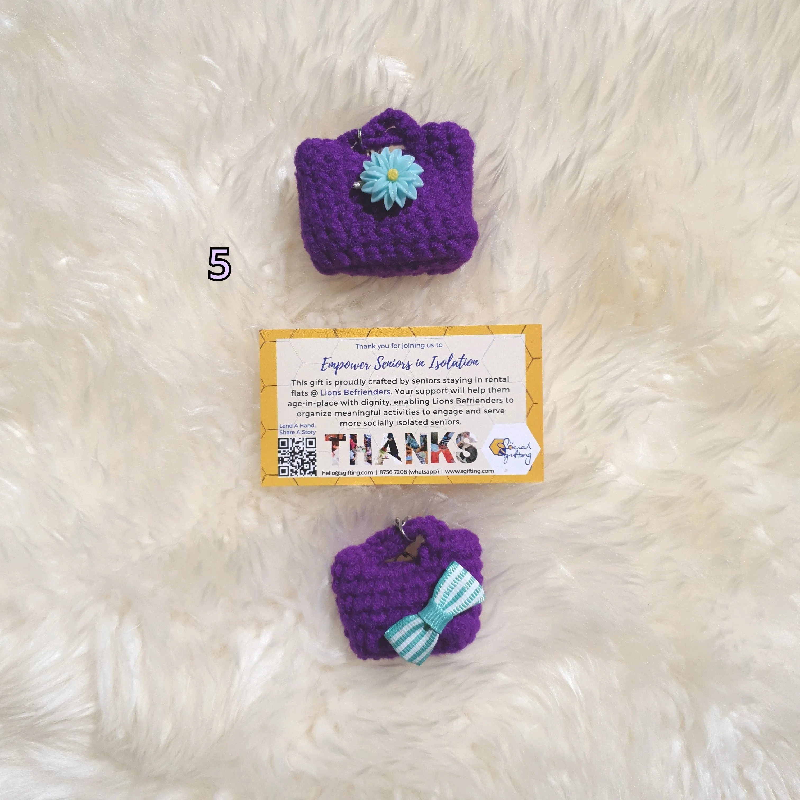 Hand Crocheted Mini Purse and Charm Keychain