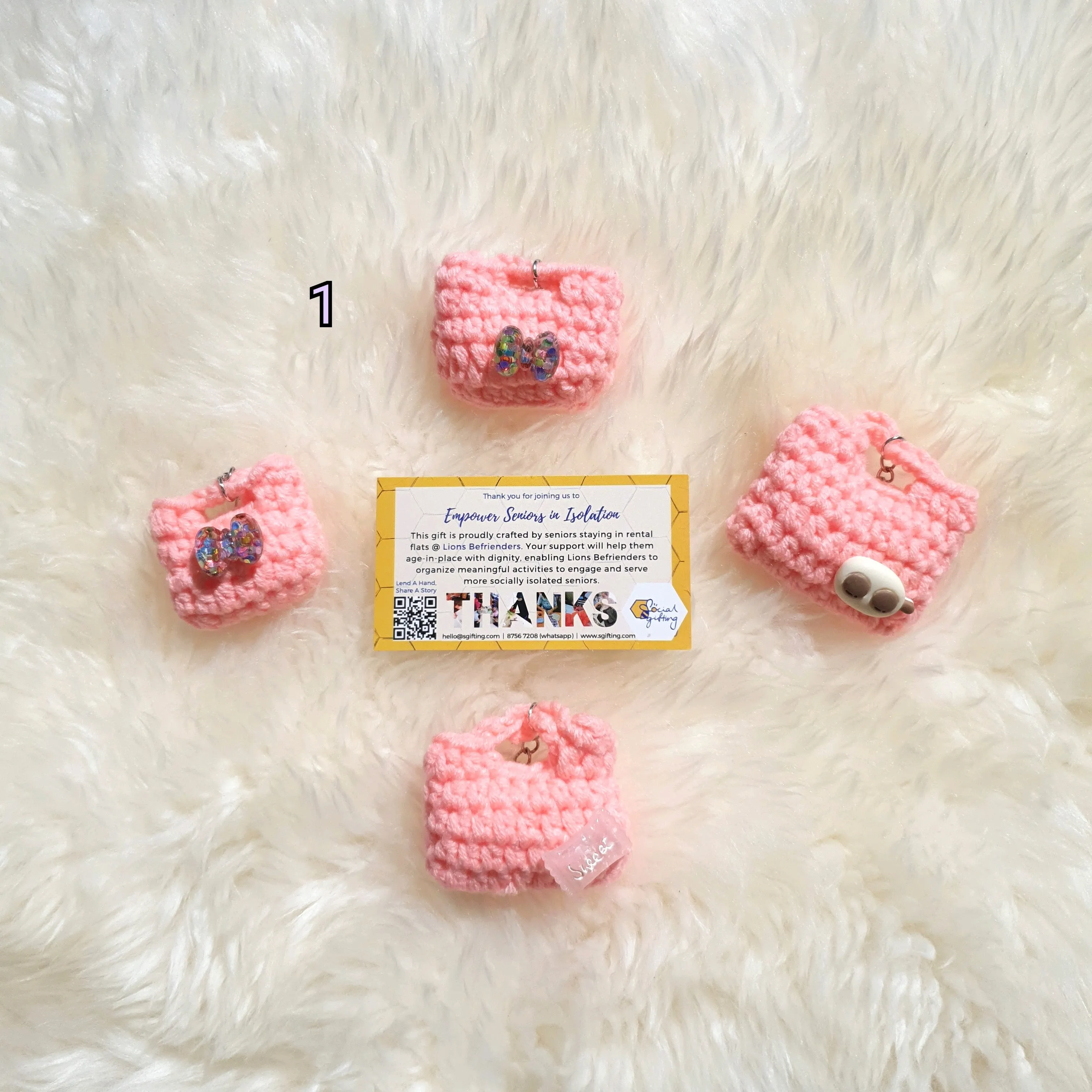 Hand Crocheted Mini Purse and Charm Keychain