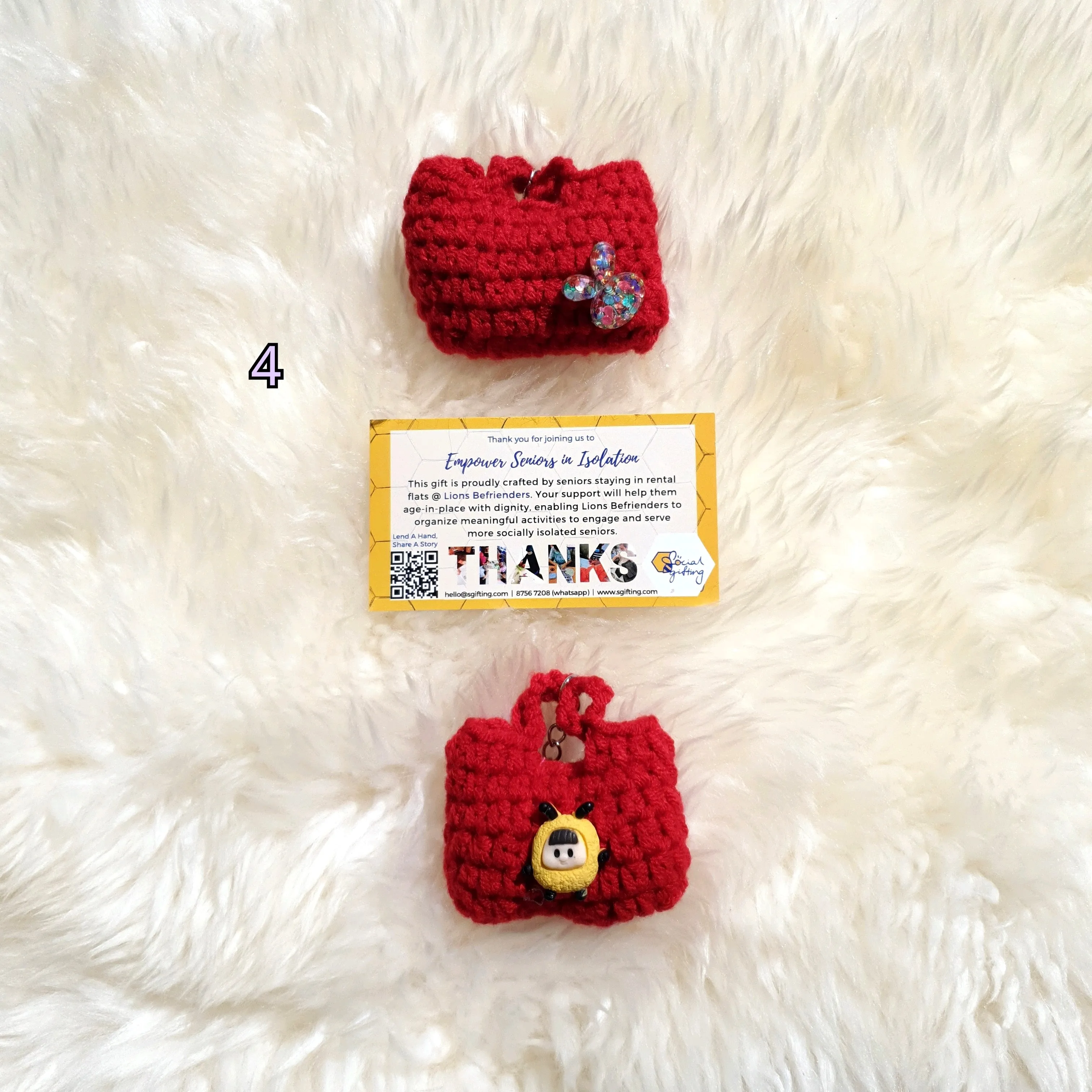 Hand Crocheted Mini Purse and Charm Keychain