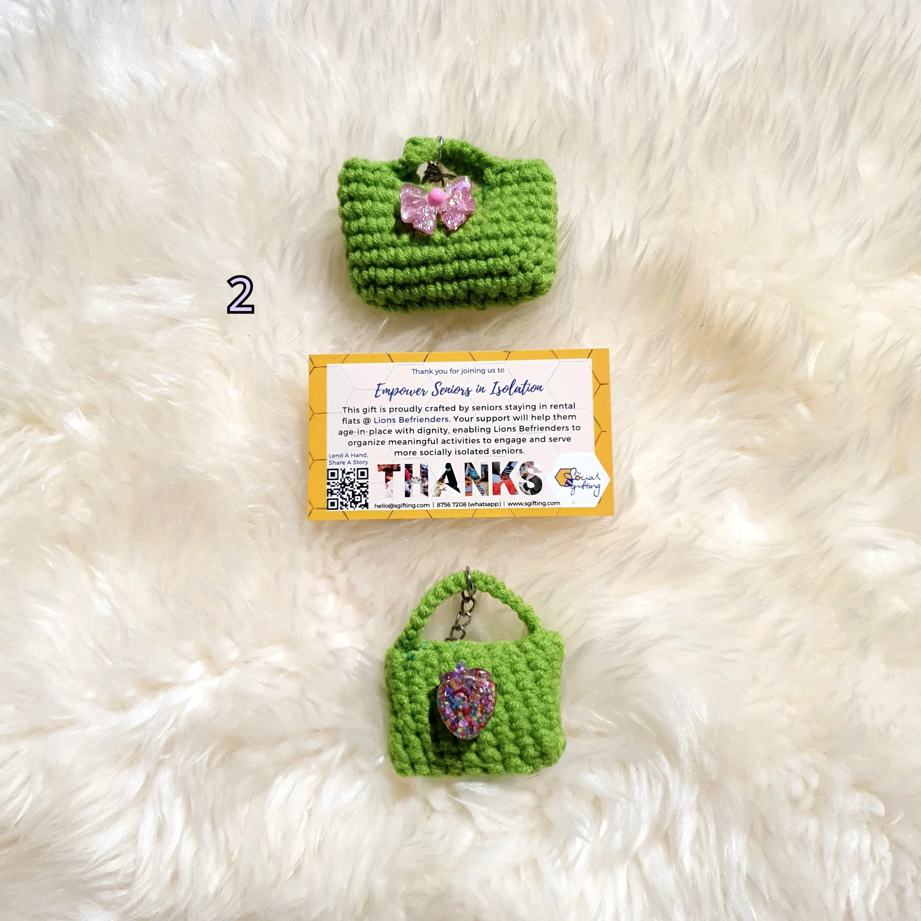 Hand Crocheted Mini Purse and Charm Keychain